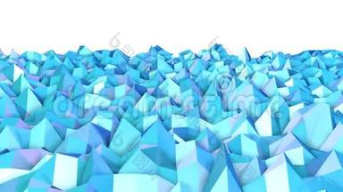 摘要简单的蓝紫低聚三维表面作为三维卡通背景。 软几何低聚运动背景